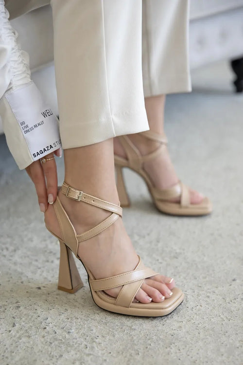 St-etherna Women Platform heel leather sandals skin