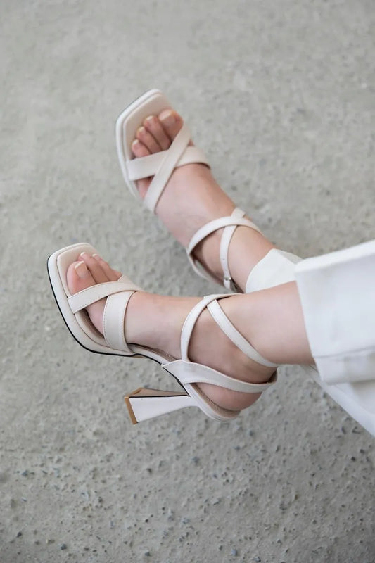 Women > shoes sandals st- eterna kadın platform topuk kumaş sandalet bej