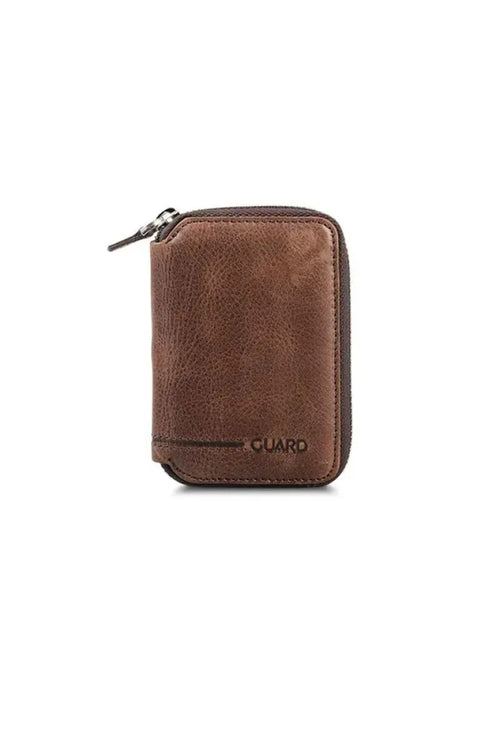 GD- Zipper Ancient Coffee Leather Mini Wallet