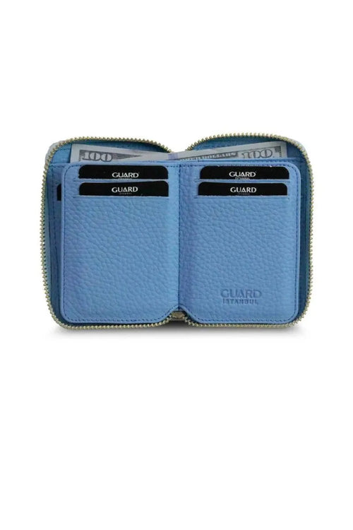 GD- Zipper Turquoise Leather Mini Wallet