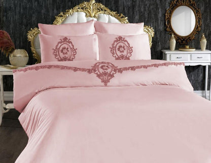 Cd- French Guipure Suzi Double Duvet Cover Set Powder