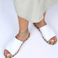 Women > shoes slippers mj- galena hakiki deri önü açık tek bant beyaz terlik