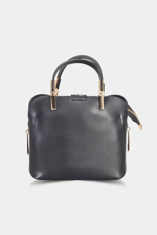 Gd - siyah altın renk detaylı kadın çantası