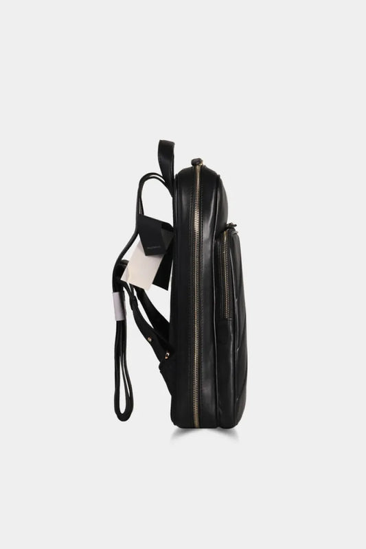 Gd - siyah yatay dikişli deri sırt çantası