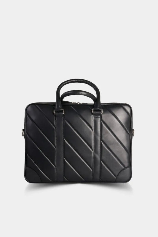 Gd - yatay dikişli laptop girişli deri evrak çantası (siyah)
