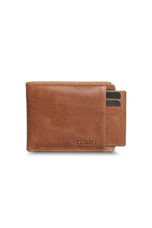 GD- Hidden Card Part Antique Tan Original Leather Men Wallet