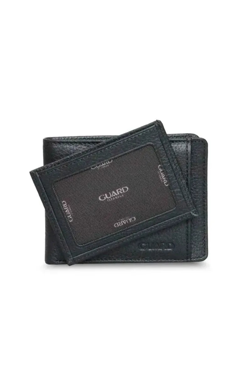 Gd gizli kart bölmeli siyah hakiki deri erkek cüzdan / accessories > wallet
