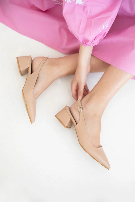 St- hanna kadın topuklu deri ayakkabı ten / women > shoes > sandals