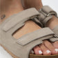 Mj- hazel kadın hakiki deri çift cırtlı açık gri terlik / women > shoes >