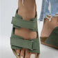 Women > shoes slippers mj- hazel kadın hakiki deri çift cırtlı yeşil terlik