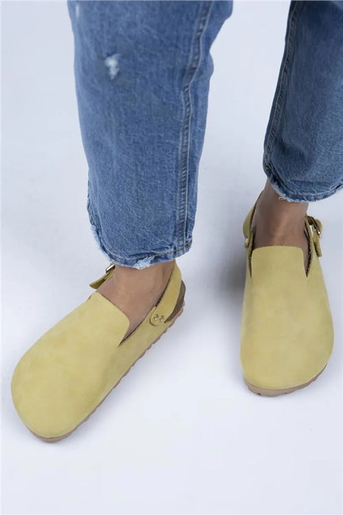Mj- Holly Woman Genuine Leather Arched Browled Yellow - Sandalias de oro