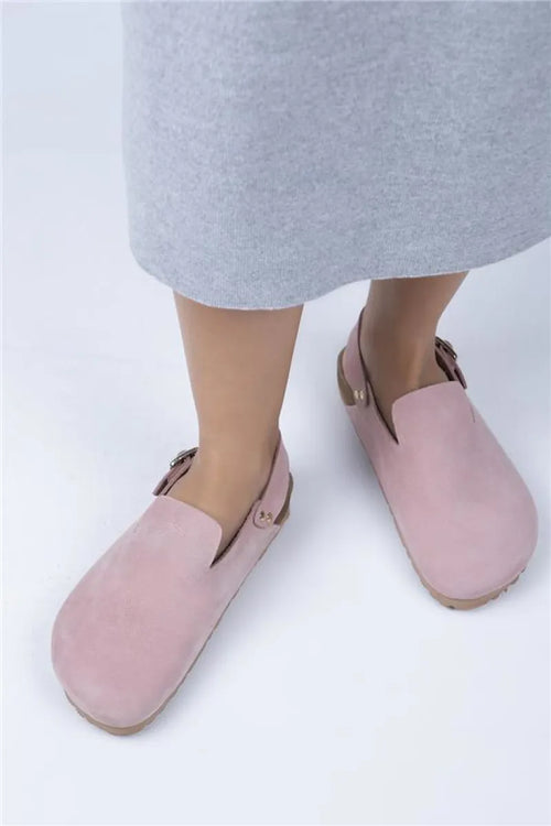 Mj- holly vrouw echt leer gebogen roze roze - gouden sandalen