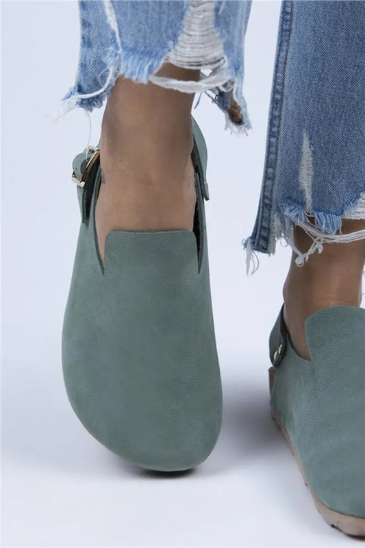 Women > shoes sandals mj- holly kadın hakiki deri kemerli tokalı yeşil - gold