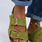 Mj- irene hakiki deri çift tokalı fıstık yeşil terlik / women > shoes > slippers