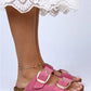 Women > shoes slippers mj- irene hakiki deri çift tokalı pembe terlik