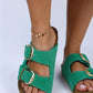 Women > shoes slippers mj- irene hakiki deri çift tokalı yeşil terlik