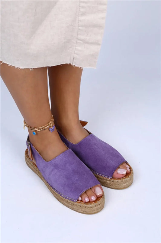 Women > shoes sandals mj- juana hakiki deri önü açık mor sandalet