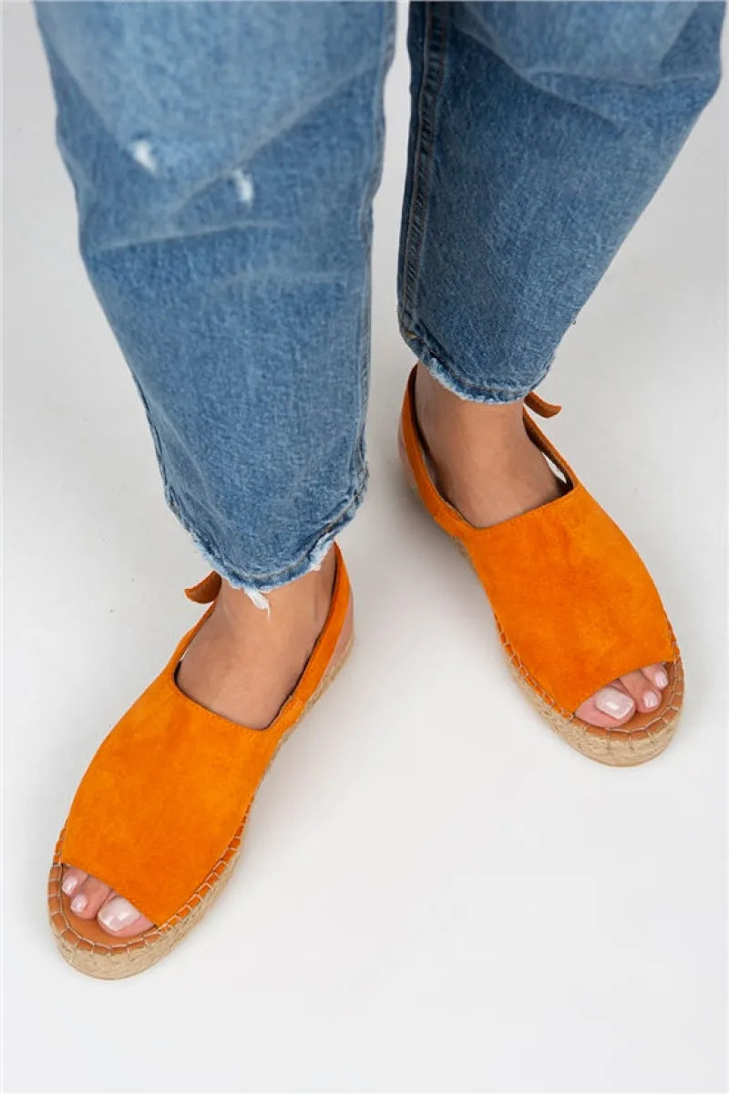 Mj- juana kadın hakiki deri önü açık turuncu sandalet / women > shoes > sandals