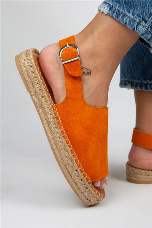 Women > shoes sandals mj- juana kadın hakiki deri önü açık turuncu sandalet