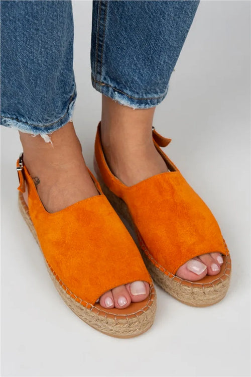 Mj- Juana Women Original Leather Open-Front Orange Sandals