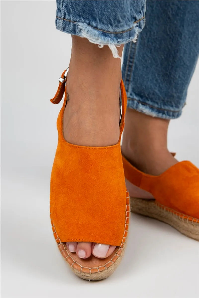 Mj- juana kadın hakiki deri önü açık turuncu sandalet / women > shoes > sandals