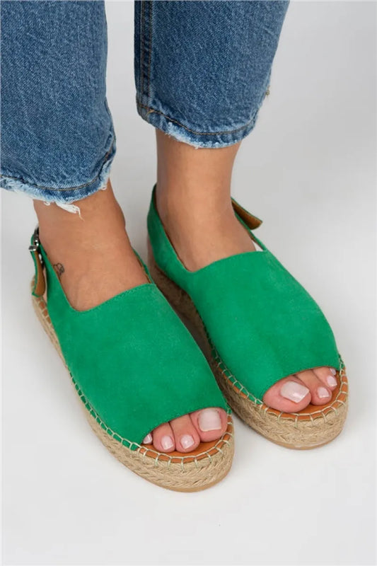 Mj- juana kadın hakiki deri önü açık yeşil sandalet / women > shoes > sandals