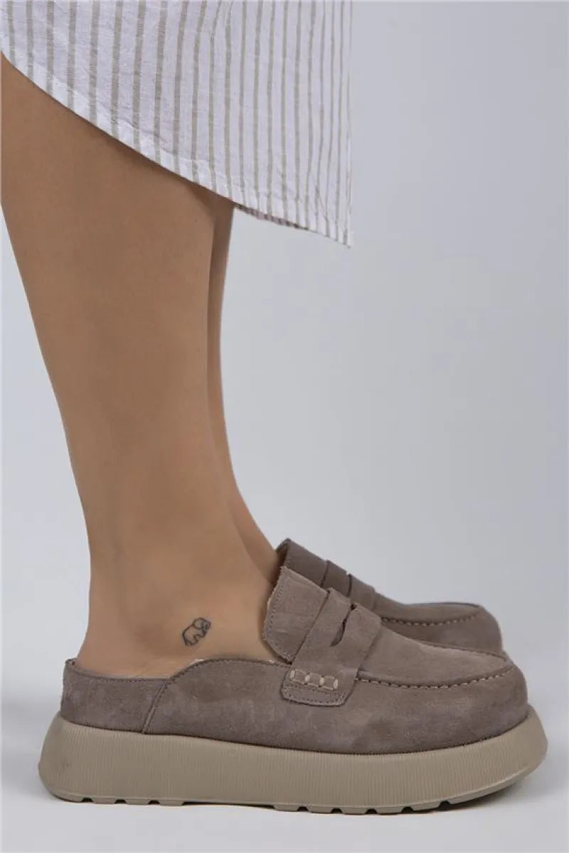 Women > shoes slippers mj- july kadın hakiki deri bağcıksız vizon - süet terlik