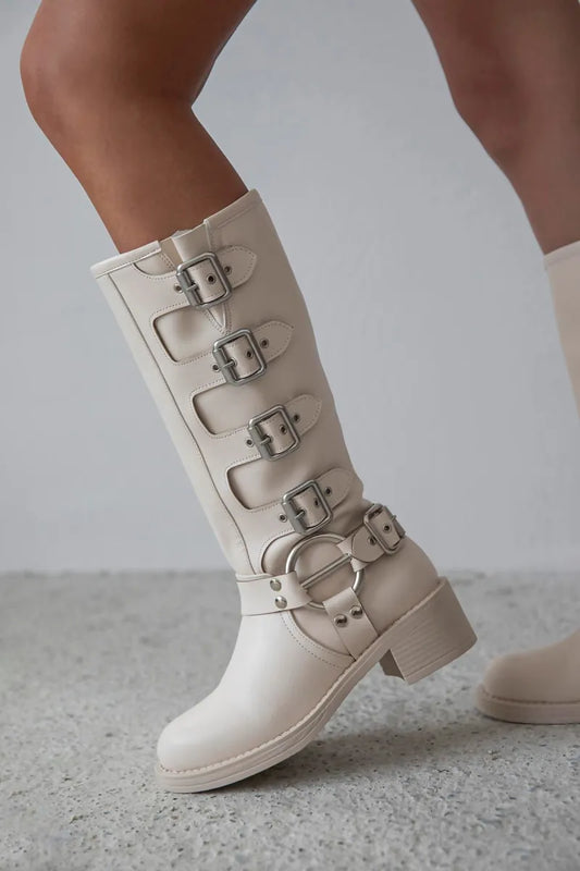 Women > shoes boots st- kimberly kadın aksesuar detay deri çizme bej