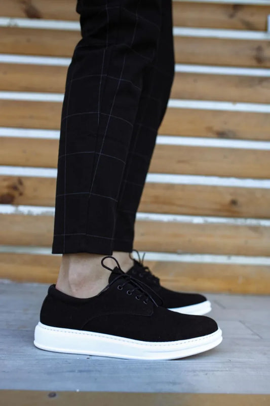 Kn- klasik erkek ayakkabı 001 siyah süet (beyaz taban) / man > shoes > classic