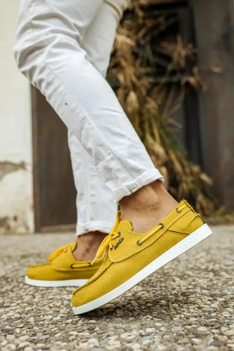 Kn- mevsimlik keten ayakkabı 008 sarı / man > shoes > sneakers