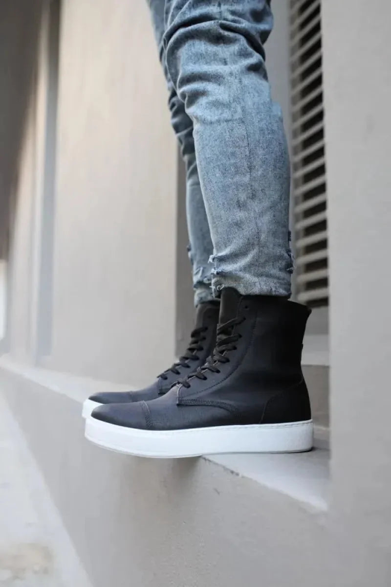 Man > shoes boots kn- spor bot 022 siyah (beyaz taban)
