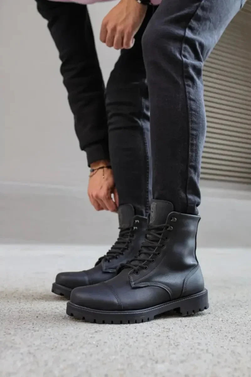 Man > shoes boots kn- yüksek taban ayakkabı b-022 siyah (siyah taban)