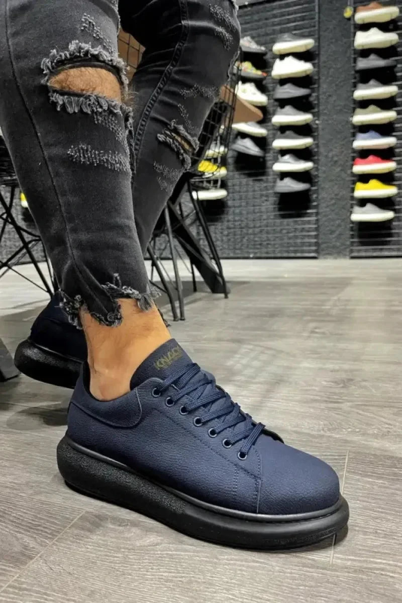Man > shoes sneakers kn- yüksek taban günlük ayakkabı 045 lacivert (siyah taban)