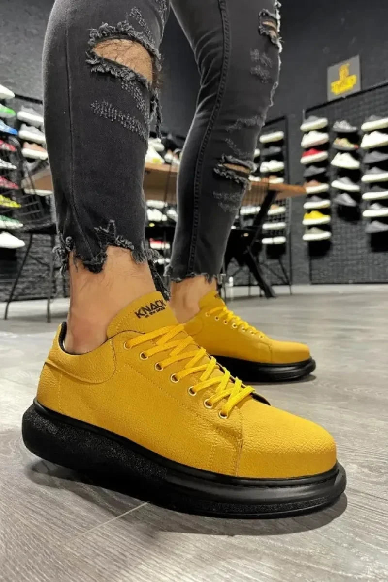Man > shoes sneakers kn- yüksek taban günlük ayakkabı 045 sarı (siyah taban)