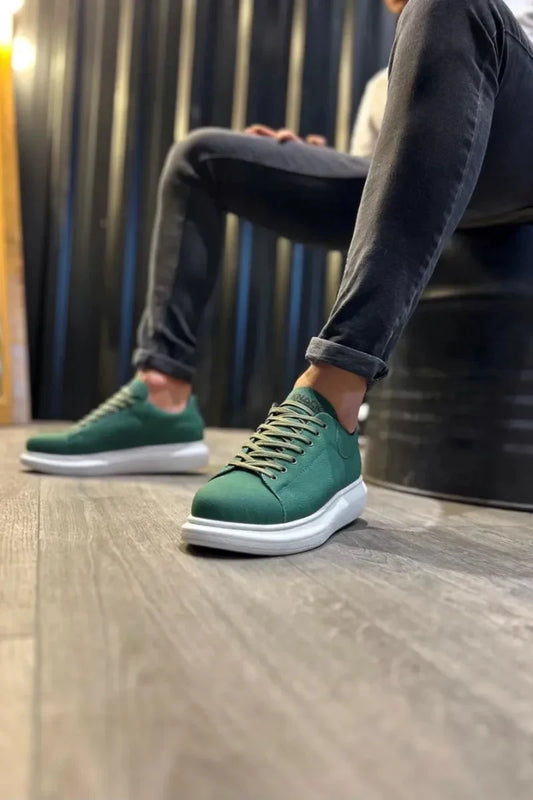 Kn- yüksek taban günlük ayakkabı 045 yeşil (beyaz taban) / man > shoes >