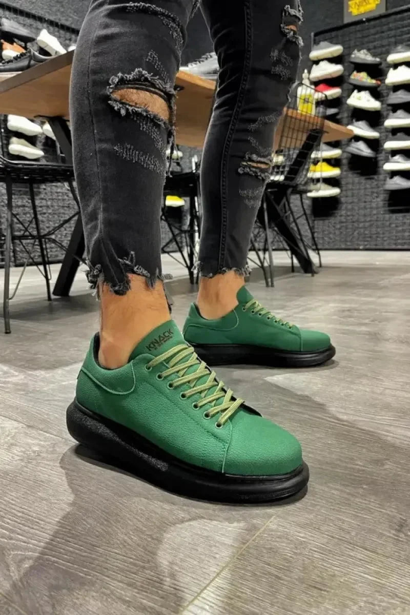 Man > shoes sneakers kn- yüksek taban günlük ayakkabı 045 yeşil (siyah taban)