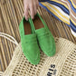 Women > shoes flats st- laken kadın küt burun hakiki deri süet babet yeşil