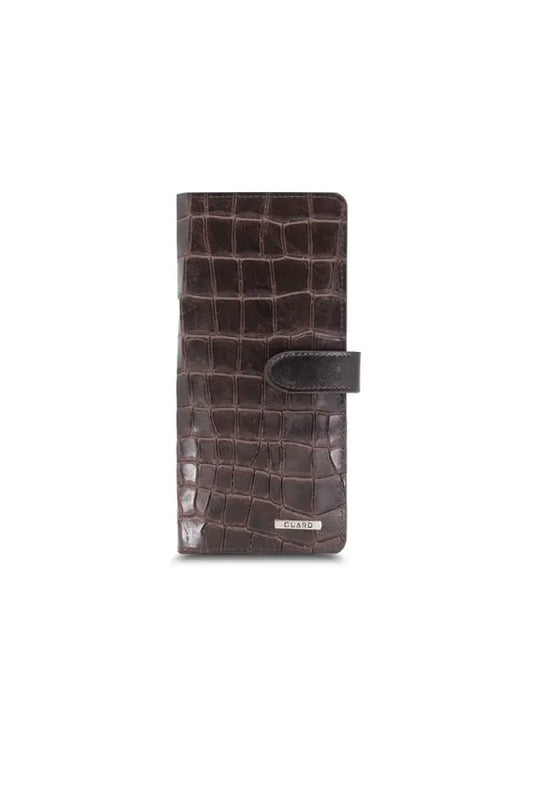 Gd large croco kahverengi kart ve para slotlu deri telefon cüzdanı / accessories