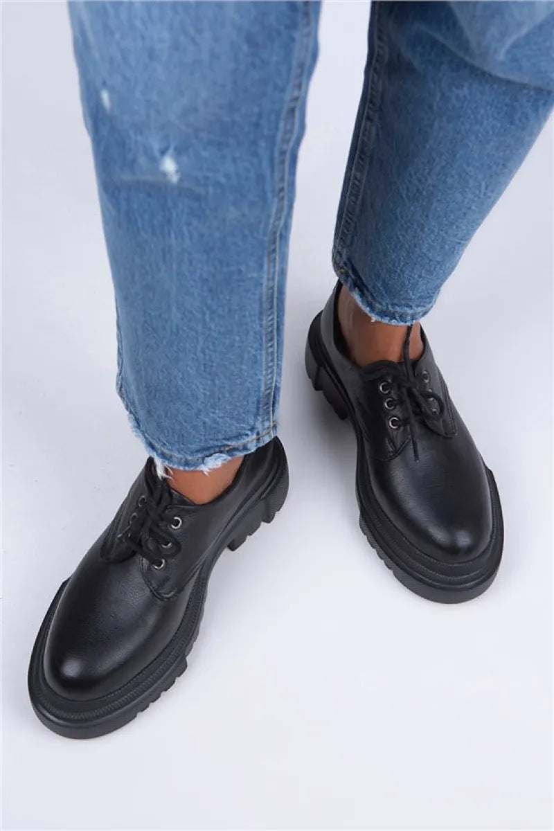 Women > shoes espadrilles mj- lola kadın hakiki deri bağcıklı siyah ayakkabı
