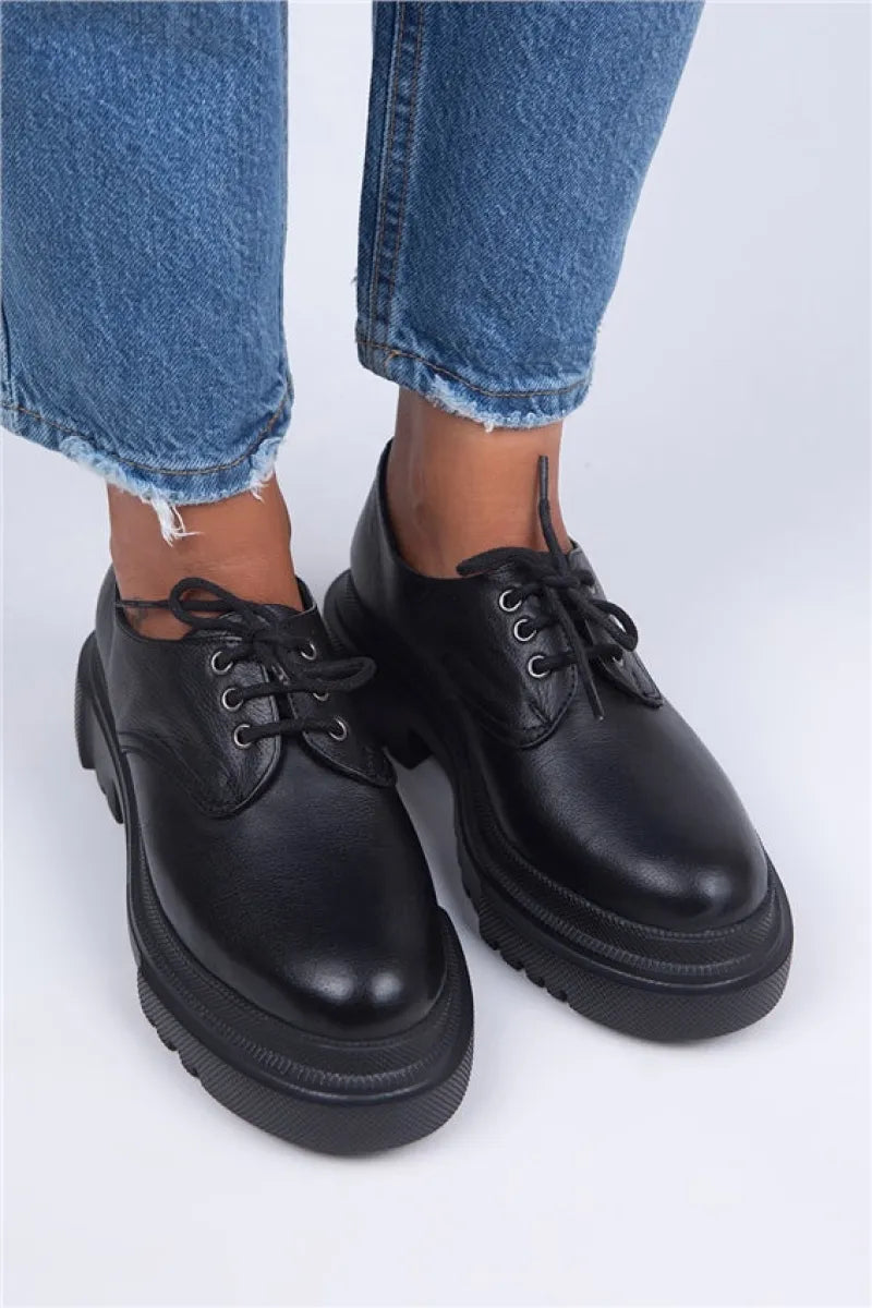 Women > shoes espadrilles mj- lola kadın hakiki deri bağcıklı siyah ayakkabı
