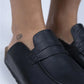 Mj- lori kadın hakiki deri bağcıksız siyah terlik / women > shoes > slippers