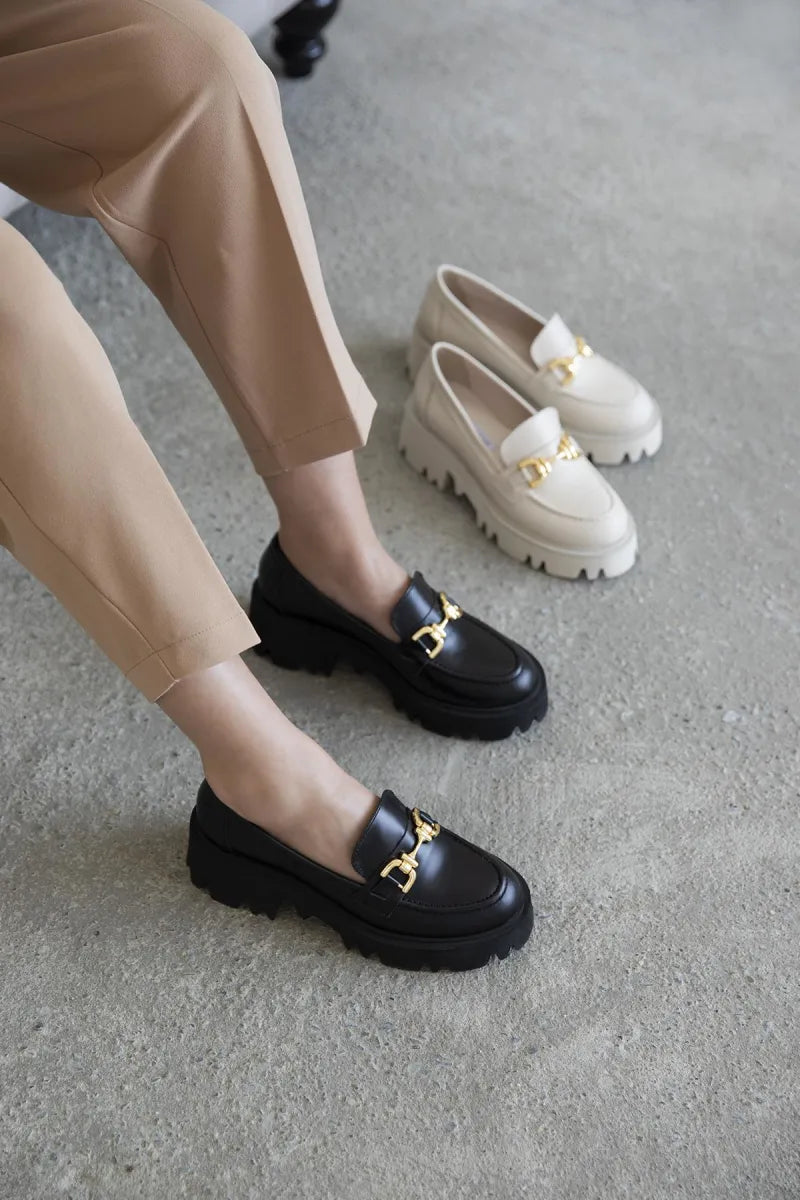 St- lulu kadın i̇çi dışı hakiki deri makosen ayakkabı siyah / women > shoes >