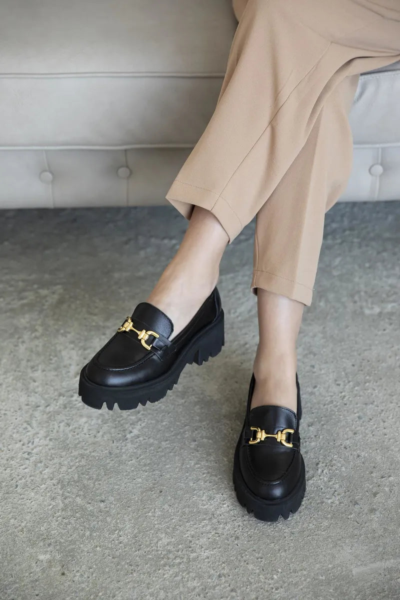 St- lulu kadın i̇çi dışı hakiki deri makosen ayakkabı siyah / women > shoes >