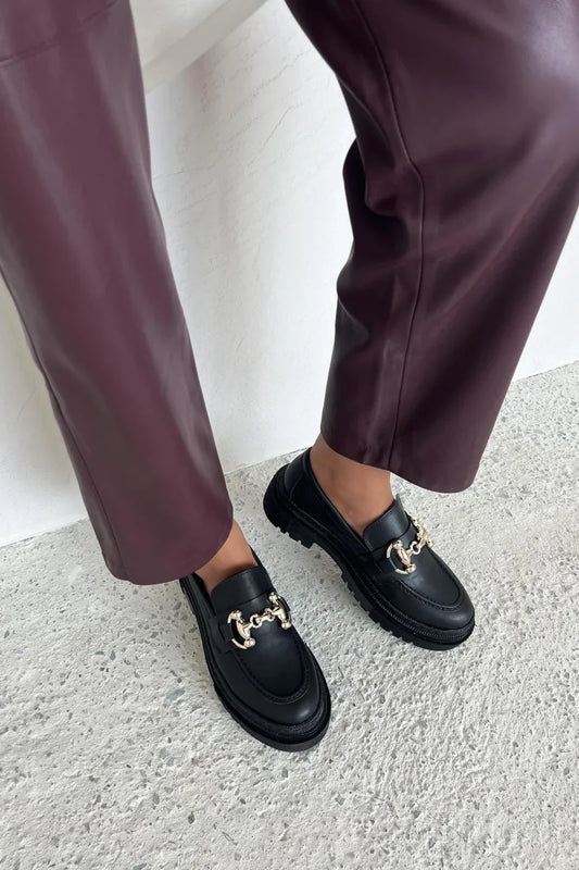 Women > shoes loafer st- luuk kadın kalın taban deri makosen ayakkabı siyah