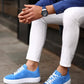 So- mavi süet bağcıklı sneakers erkek ayakkabı