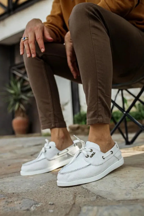 KN- Seasonal Linen Shoes 008 White