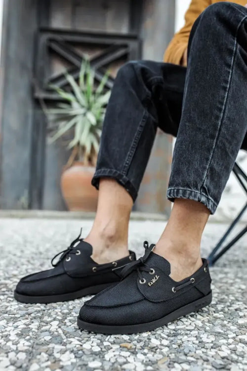KN- seasonal linen shoes 008 black (black base)