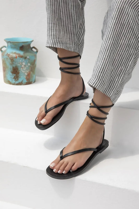 Women > shoes sandals st- mexico kadın parmak arası deri sandalet siyah