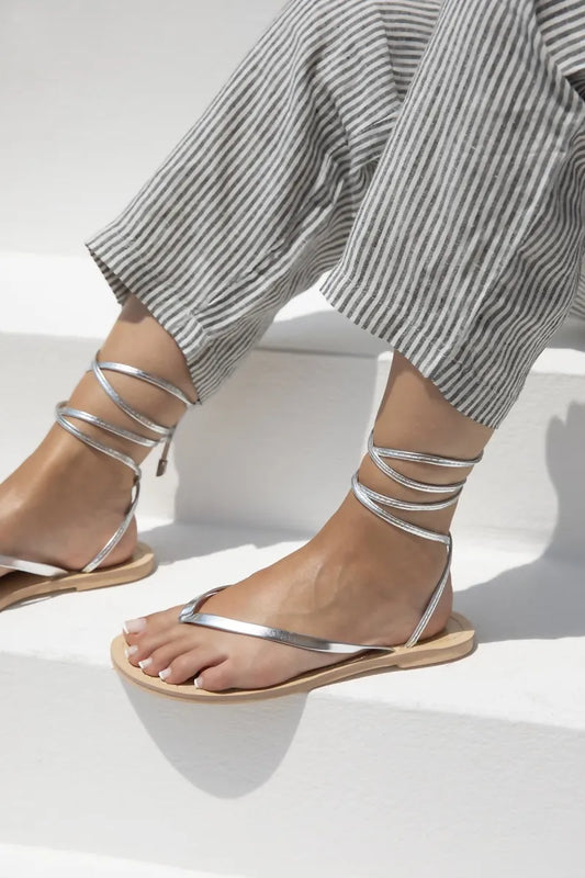 St- mexico kadın parmak arası deri sandalet gümüş / women > shoes > sandals