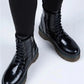 Women > shoes boots mj- bloom kadın hakiki deri bağcıklı fermuarlı siyah bot